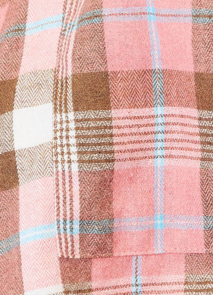 Double Take Plaid Collared Neck Long Sleeve Button-Up Shirt - MimiStylez