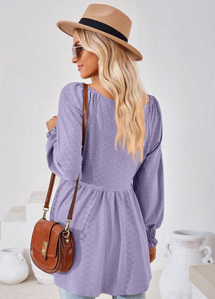 V-Neck Lantern Sleeve Blouse - MimiStylez