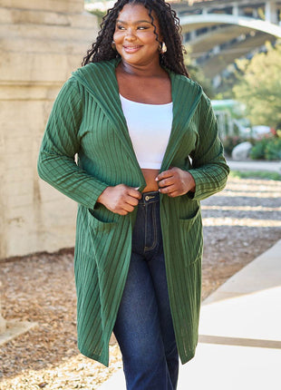 Basic Bae Full Size Hooded Sweater Cardigan - MimiStylez