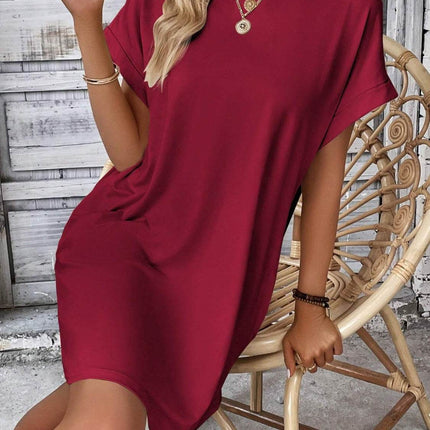 Round Neck Short Sleeve Mini Dress - MimiStylez