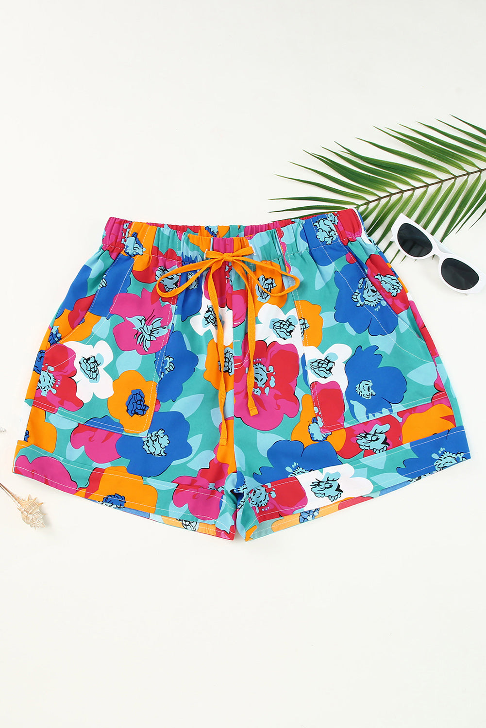 Shorts de cintura alta con estampado de cordón