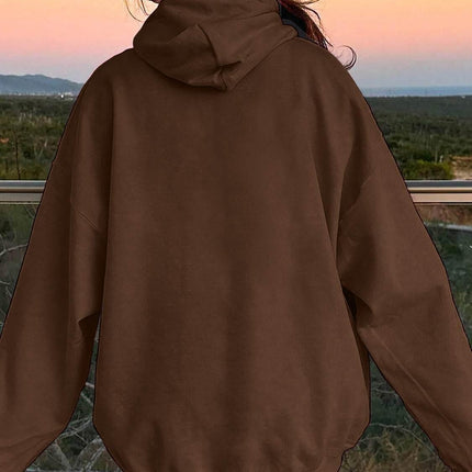 Drawstring Dropped Shoulder Hoodie - MimiStylez