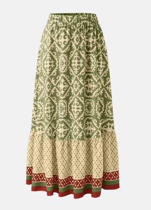 Geometric Elastic Waist Maxi Skirt - MimiStylez