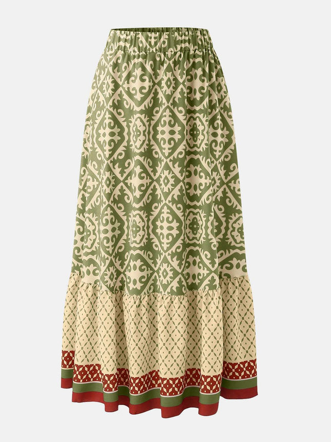 Geometric Elastic Waist Maxi Skirt - MimiStylez