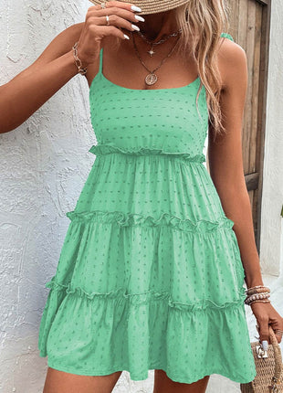 Frill Spaghetti Strap Tiered Dress - MimiStylez
