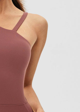 Cutout Asymmetrical Neck Active Jumpsuit - MimiStylez