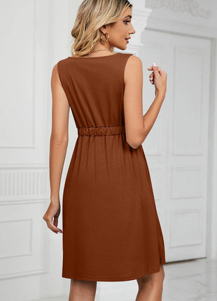 Buttoned Wide Strap Mini Dress - MimiStylez