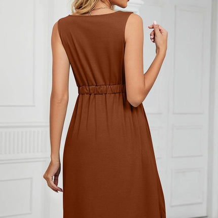 Buttoned Wide Strap Mini Dress - MimiStylez