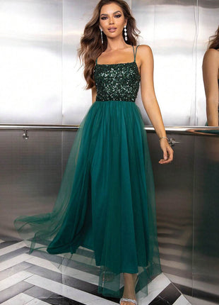 Lace-Up Backless Mesh Dress - MimiStylez