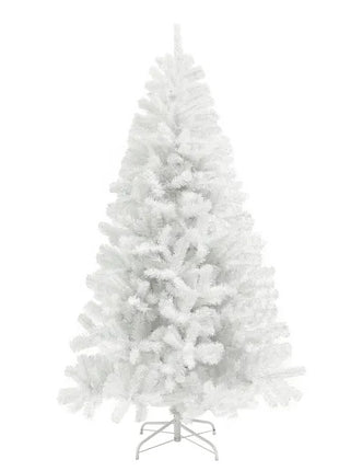 9FT White Unlit Christmas Tree With 2132 Branch Tips, Auto Open, Steel Base