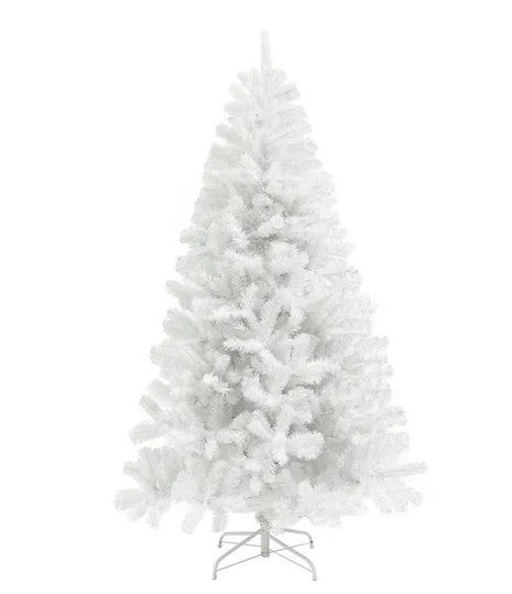 9FT White Unlit Christmas Tree With 2132 Branch Tips, Auto Open, Steel Base
