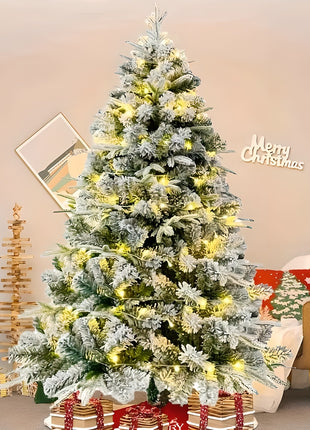 6FT- White Flocked Pre lit Lush Christmas Tree