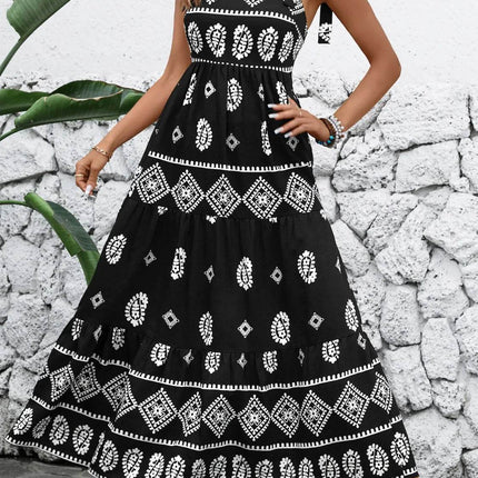 Printed Square Neck Maxi Cami Dress - MimiStylez