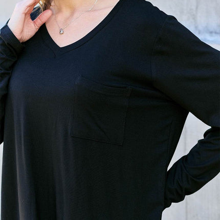 Basic Bae Full Size V-Neck Long Sleeve Top - MimiStylez