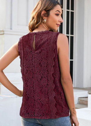 Lace V-Neck Tank - MimiStylez
