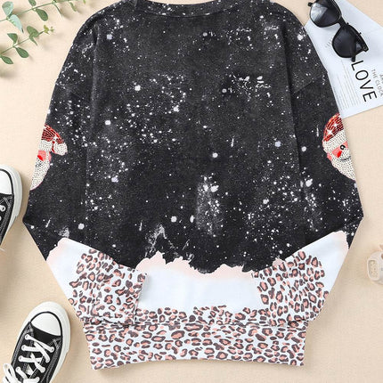 Sequin Patch Christmas Element Sweatshirt - MimiStylez