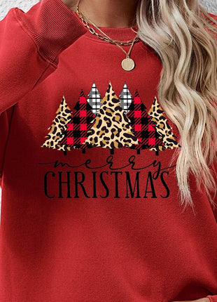 MERRY CHRISTMAS Round Neck Long Sleeve Sweatshirt - MimiStylez