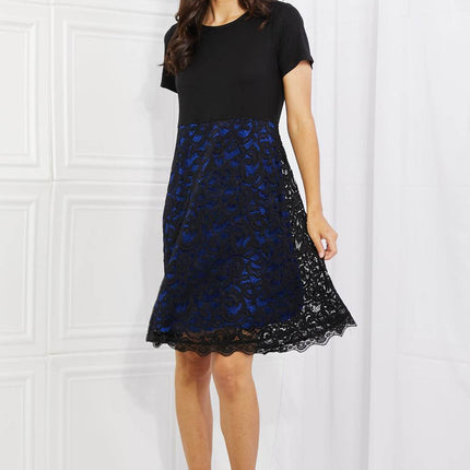 Yelete Full Size Contrasting Lace Midi Dress - MimiStylez