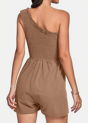 Smocked Single Shoulder Romper - MimiStylez