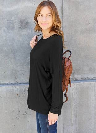 Basic Bae Full Size Round Neck Dropped Shoulder T-Shirt - MimiStylez