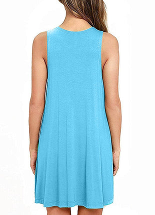 Full Size Round Neck Sleeveless Dress with Pockets - MimiStylez