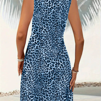 Leopard V-Neck Sleeveless Mini Dress - MimiStylez