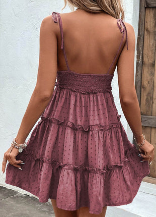Frill Spaghetti Strap Tiered Dress - MimiStylez