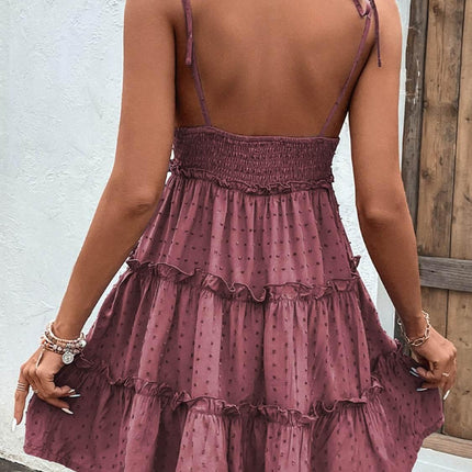 Frill Spaghetti Strap Tiered Dress - MimiStylez