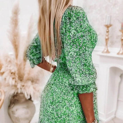 Full Size Ruffled Hem Floral Dress Plus Size - MimiStylez