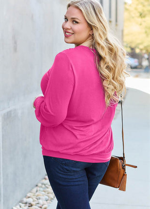 Basic Bae Full Size V-Neck Lantern Sleeve Blouse - MimiStylez