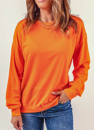 Round Neck Dropped Shoulder Sweatshirt - MimiStylez