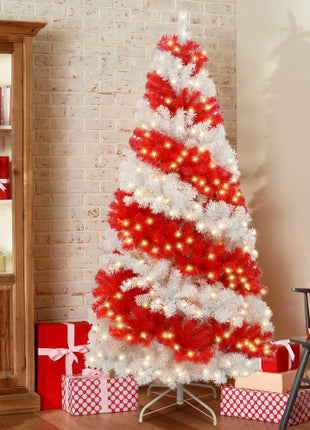 6ft Candy Cane Christmas Tree With 300 LED Lights And 900 Bendable Branches