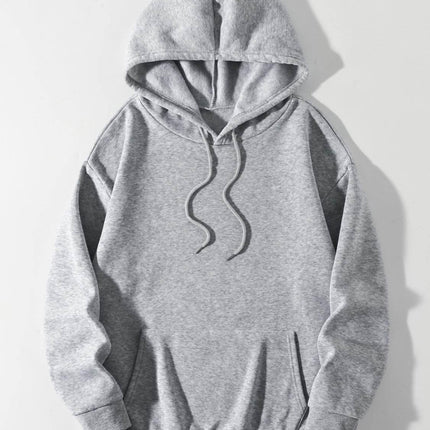 Drawstring Dropped Shoulder Hoodie - MimiStylez