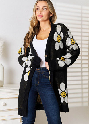 Floral Button Down Longline Cardigan - MimiStylez
