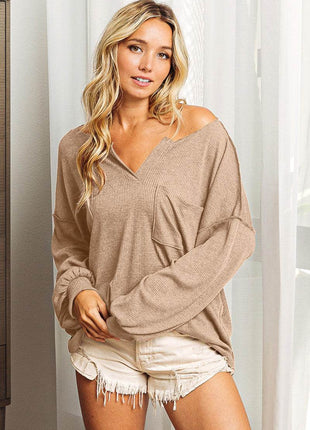 BiBi Exposed Seam Long Sleeve Top - MimiStylez