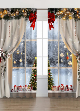 2PCs European Curtain Christmas Series