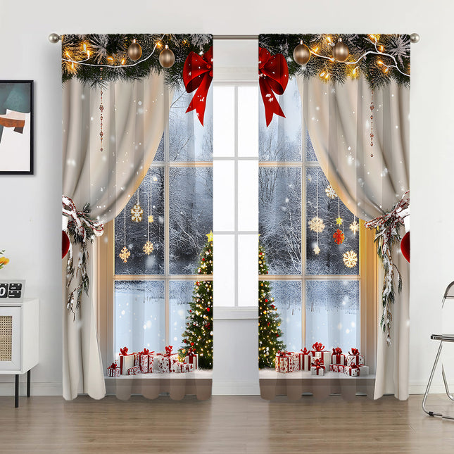 2PCs European Curtain Christmas Series