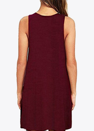 Full Size Round Neck Sleeveless Dress with Pockets - MimiStylez