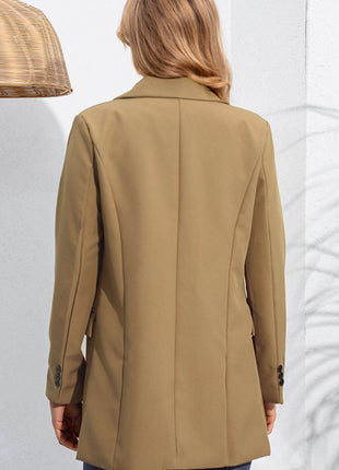 Lapel Neck Long Sleeve Blazer with Pockets - MimiStylez