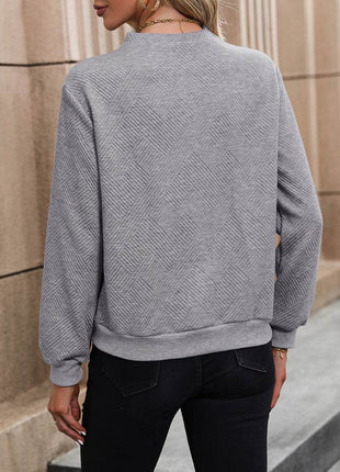 Asymmetrical Neck Long Sleeve Blouse - MimiStylez