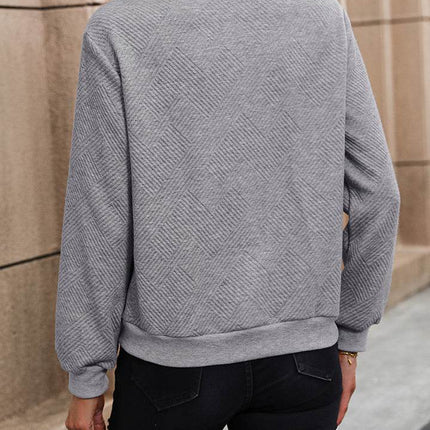 Asymmetrical Neck Long Sleeve Blouse - MimiStylez