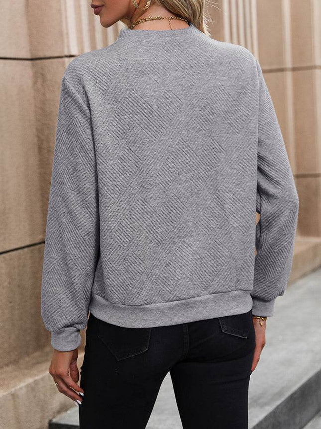 Asymmetrical Neck Long Sleeve Blouse - MimiStylez