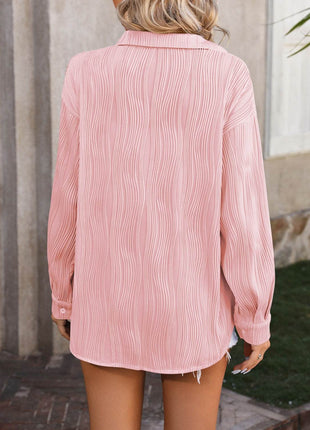 Button Up Dropped Shoulder Shirt - MimiStylez