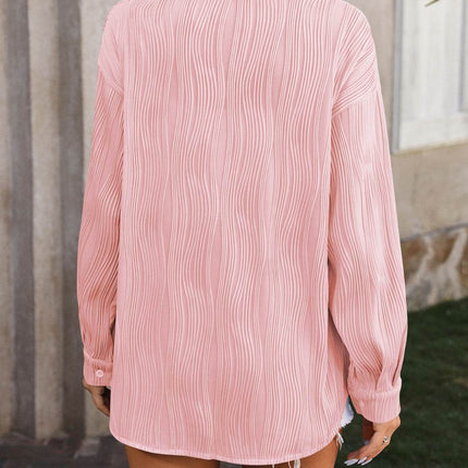 Button Up Dropped Shoulder Shirt - MimiStylez