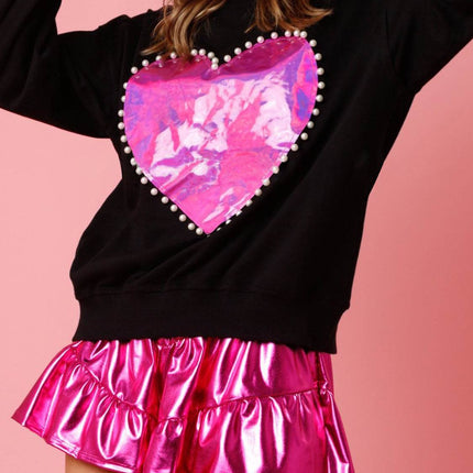 Pearl Trim Round Neck Sweatshirt - MimiStylez