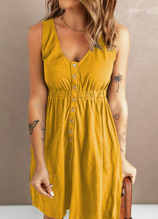 Sleeveless Button Down Mini Magic Dress - MimiStylez