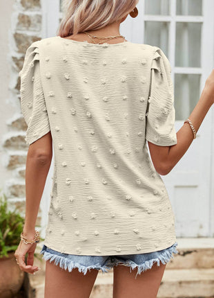 Swiss Dot Short Puff Sleeve Top - MimiStylez