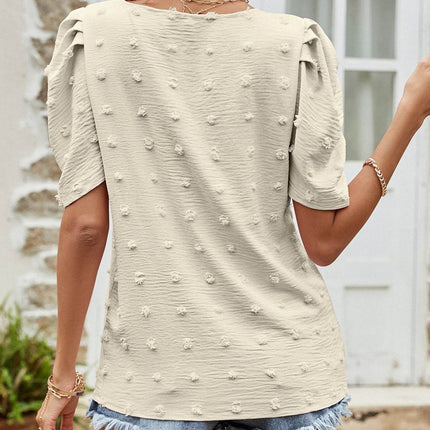 Swiss Dot Short Puff Sleeve Top - MimiStylez