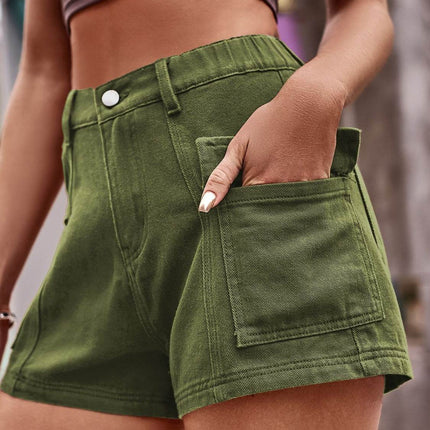 High Waist Denim Shorts with Pockets - MimiStylez