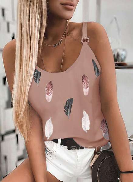 Stylish Crewneck Printed Halter Top